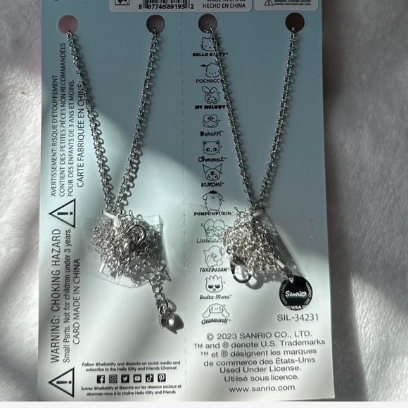 * Sanrio Hello Kitty & Kuromi Best Friends Necklace Set of 2 with BFF Charm, 18" - Picture 3 of 6